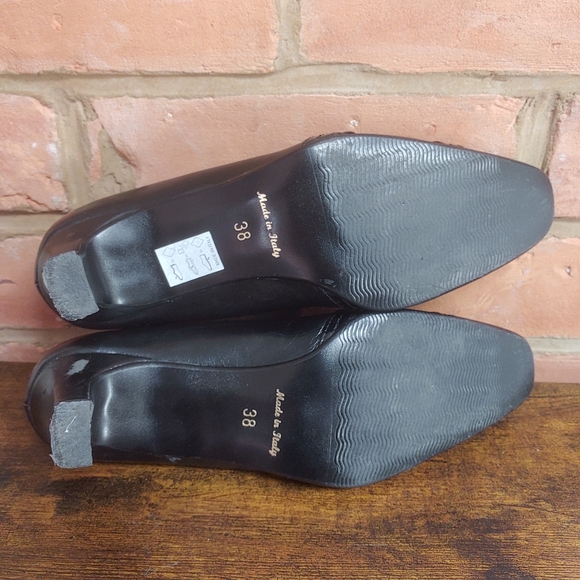 Linea Confort Black Leather Heels Made In Italy Size 38 EU - Picture 10 of 11